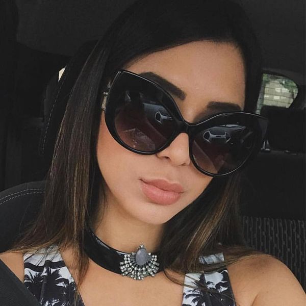 

sunglasses women oversized cat eye designer large frame gradient sun glasses men trendy traveling celebrity eyewear, White;black