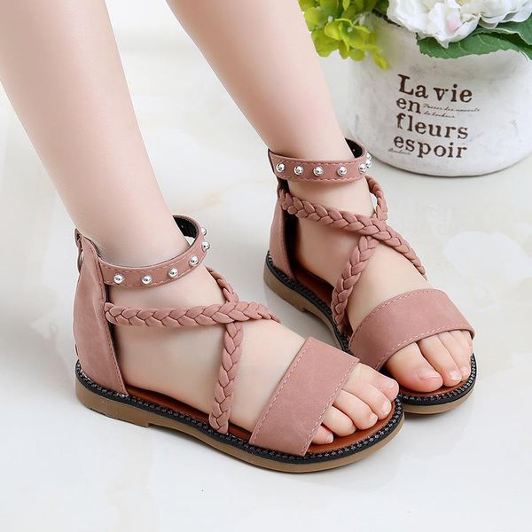 

kid shoes flat summer girls sandals big kids little girl princess for children beach 3  5 6 7 8 9 10 11 12 year, Black;red