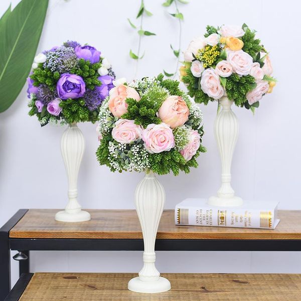 

wedding wooden table centerpiece flowers props with vase road lead flower ball decoration artificial el christmas deco decorative & wreaths
