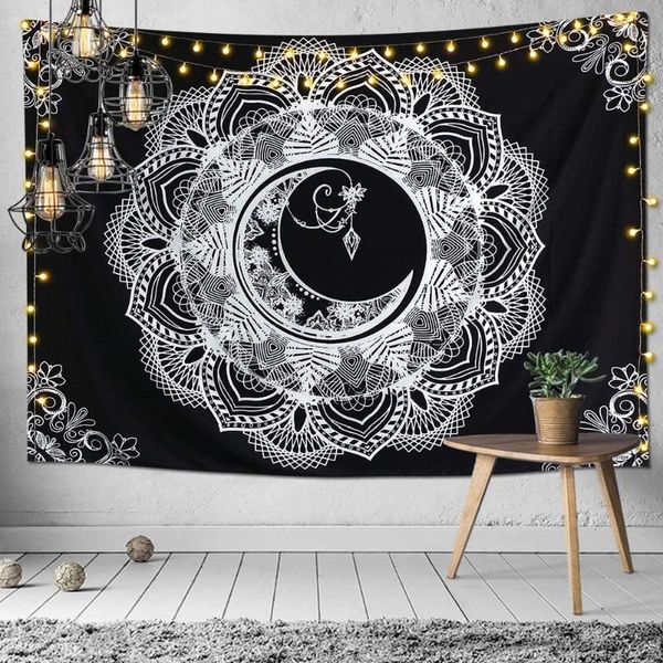

tapestries mandala tapestry black white hippie flower home decor bohemian moon wall hanging for bedroom living room dorm party