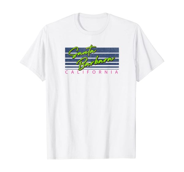 

retro santa barbara california t-shirt, White;black