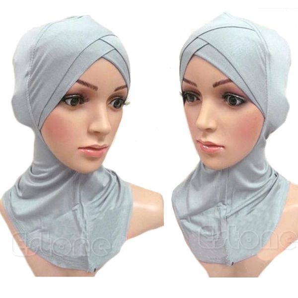 

scarves muslim cotton full cover inner hijab hat cap islamic head wear band neck 2021, Blue;gray
