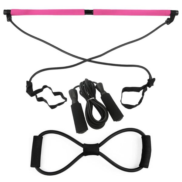 

portable bar kit muscle toning with resistance bands 2.8m adjustable jump rope home gym exercise fitness body workout set