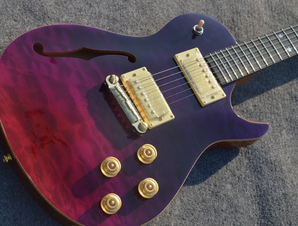 

quilted maple wood f hole electric guitar stars inlay grover tuners