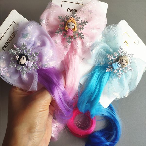 3 Farbe Schöne Prinzessin Bogen Haarnadel Cosplay Requisiten für Kinder Kunsthaar Kopfbedeckung Party Farbe Perücke Partybevorzugung T2I51067