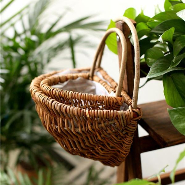 

other garden supplies handwoven wicker wall hanging flower basket succulent pot balcony stand natural material pastoral
