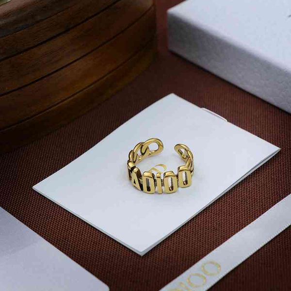 

75% off outlet online 2021 new ins trend summer high edition letter opening ring old brass, Silver