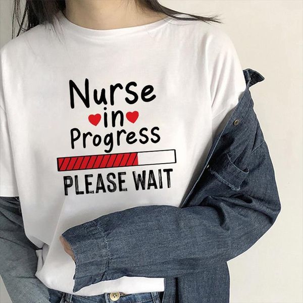 

summer and womens nurse mens t shirt in progress graphic harajuku fashion camisetas mujer femme, White;black