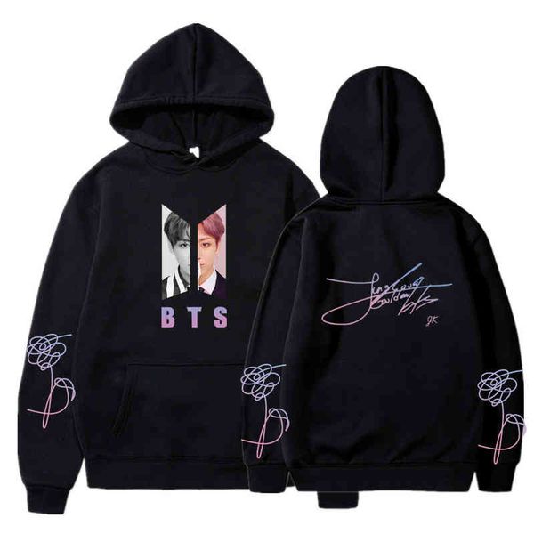 

love yourself jk hoodi customized mens women hoodied sweatshirt kpop pullover selebriti sweat, Black
