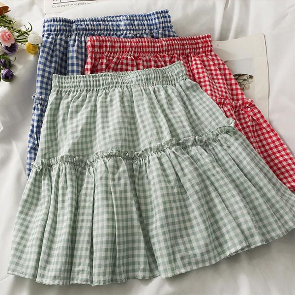 

summer casual plaid skirt female wear women skirts, Black