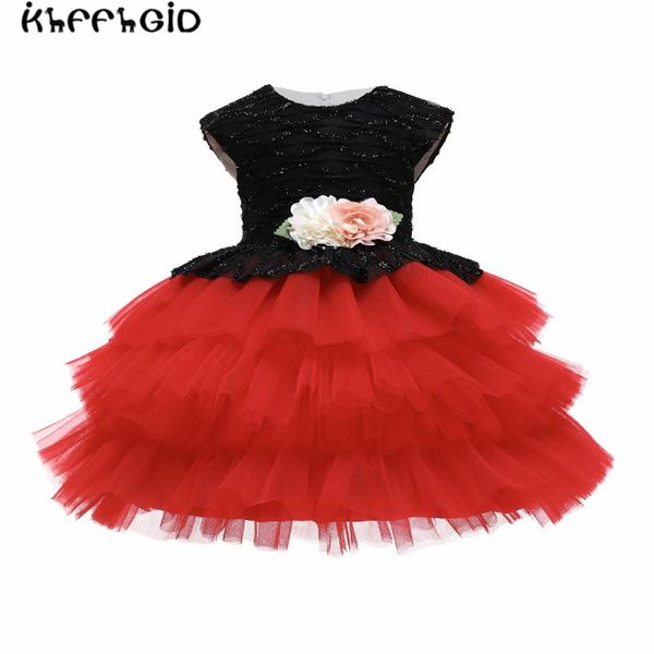 

girl's dresses 2021 princess dress first birthday small mesh puffy party baby, Red;yellow