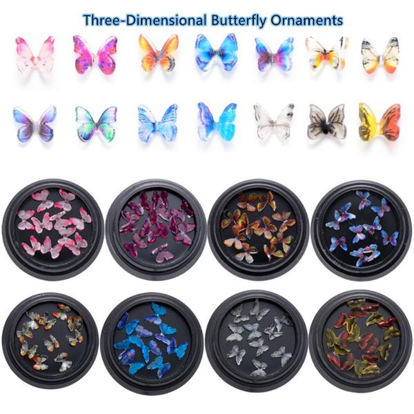 

nail art decorations 10pcs 3d colorful butterfly charm rhinestones decoration pixie ornaments diy manicure clear crystal accessories glitter, Silver;gold