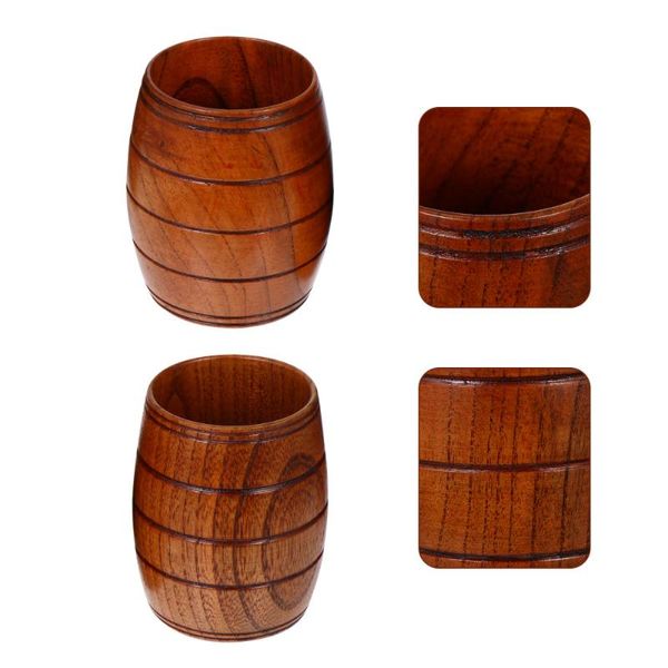 

mugs 2pcs simple style wooden cup home delicate bar drinking