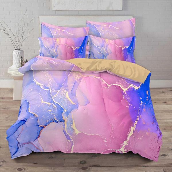 

bedding set marble reactive printed duvet cover single twin  king size for kids girl boy bedroom 2/3 pc quilt sets