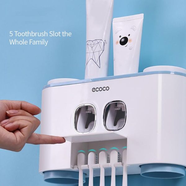 

toothbrush holders ecocotoothbrush holder wall-mounted toothpaste with 2 dispensers 4 cups 5 slots storage rack