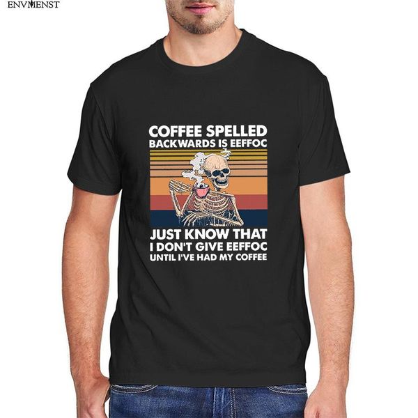 

men's t-shirts skeleton coffee t-shirt funny tee short sleeve 100% cotton novelty oversized, White;black