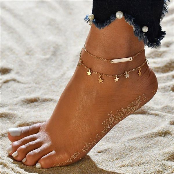 

anklets fashion simple stars female foot jewelry leg on ankle bracelets for women chain gifts, Red;blue