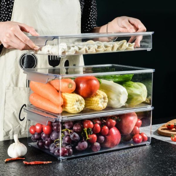 

multifunctional kitchen refrigerator vegetable fruit sealed storage container fresh-keeping box jar with lid bottles & jars