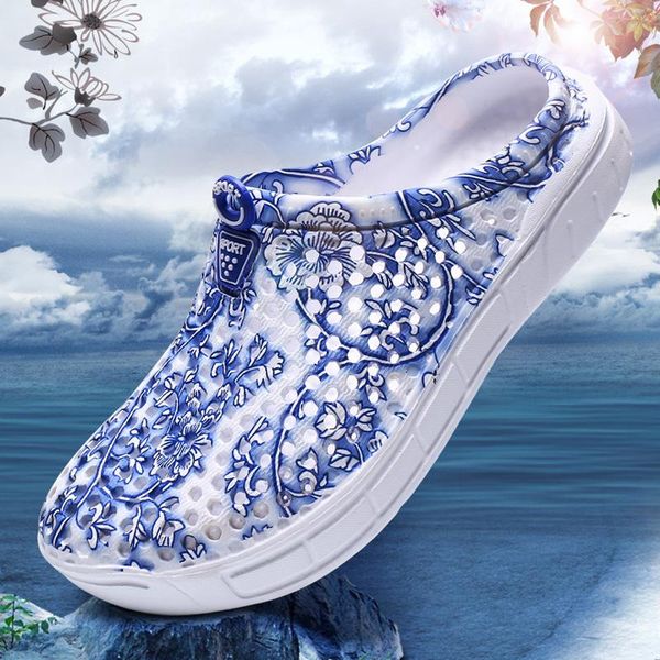 

summer women's slippers non-slip garden drifting beach hole shoes breathable, Black