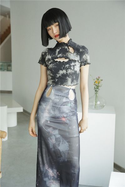 

Skirts Vintage Hollow Out High Waist Pencil Summer Print Layer Mesh Long Midi Grey Bodycon Ladies Skirt VED8, Black