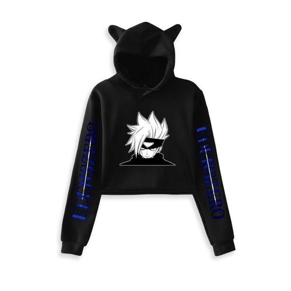 

men's hoodies & sweatshirts edens zero pullover cat cropped girl long sleeve coats crop loose ins tide kpop, Black
