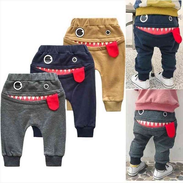 

fish tongue pants baby children kids boys girls cartoon trousers teeth cotton blend harem, Blue