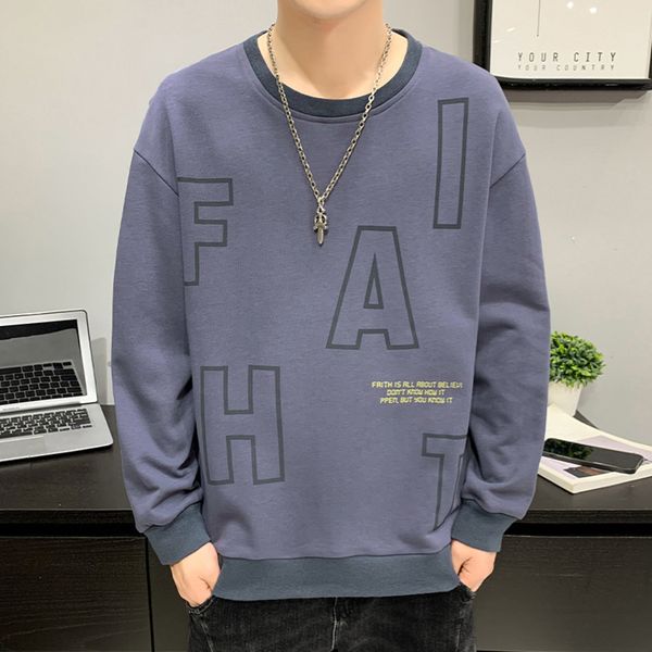 

men's sweater 2021 spring and autumn new korean version trend loose long sve t-shirt brand with bottom cloth, White;black