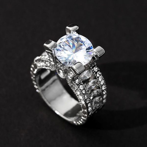 

wedding rings 2021 classic vintage noble princess for women trendy silver plated female jewelry party valentine gifts, Slivery;golden