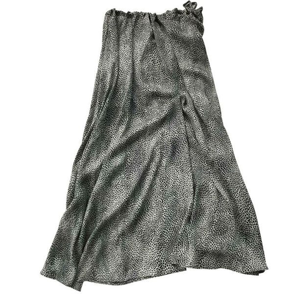 

skirts 2021 women skirt leopard wrap print silky feeling a-line casual fashion long spring summer clothes, Black