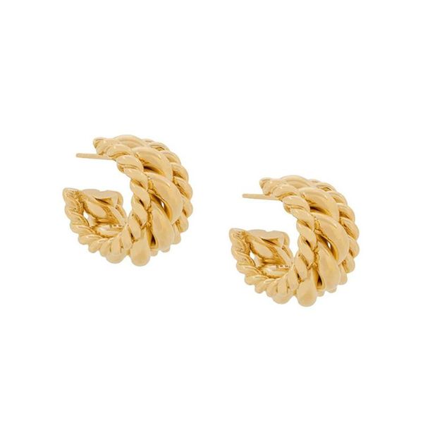 

hoop & huggie european and american semicircle twisted earrings simple personality c-shaped female trendy retro style copper plating, Golden;silver