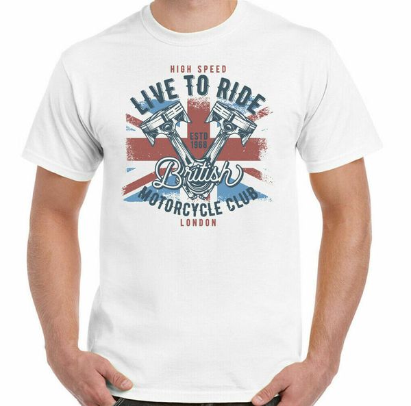 

british mc biker motorcycle bike men union jack uk flag motorbike top, White;black