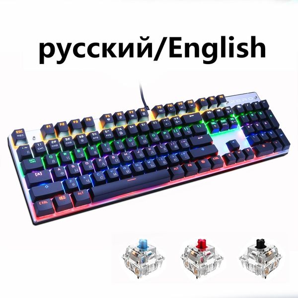 METOO ZERO Tastiera meccanica da gioco Interruttore blu/nero/rosso Retroilluminazione anti-ghosting Teclado USB cablata Gamer Russo/Inglese