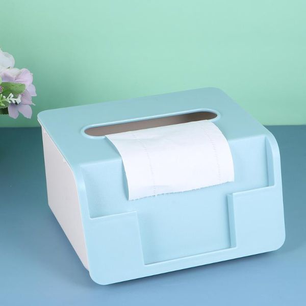 

tissue boxes & napkins 1pc deskbox plastic multi-functional holder napkin case for home (blue)