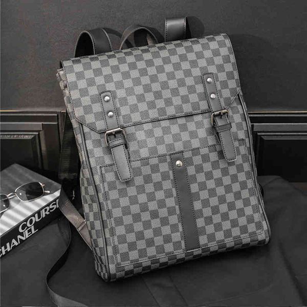 

Handbag Trendy Large Capacity Computer Bag Double Shoulder Men's Fashion Brand Backpack Leisure College Student Schoolbag Travel, Black;red