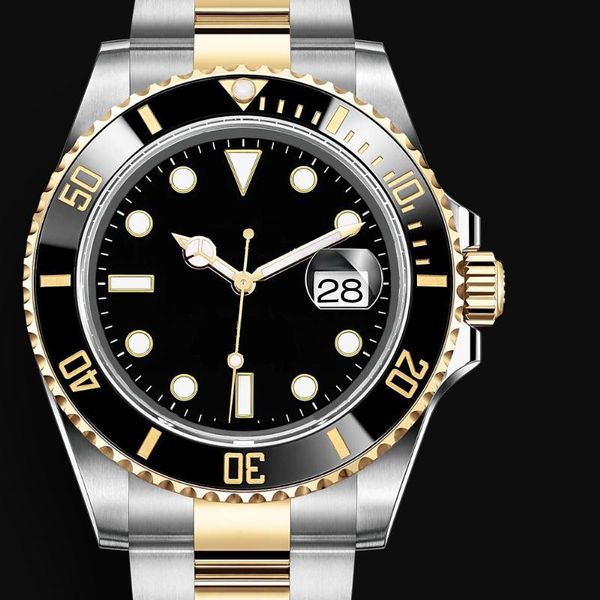 

wristwatches men mechanical luxury watch 41mm stainless steel watches silver gold black blue ceramic bezel, Slivery;brown