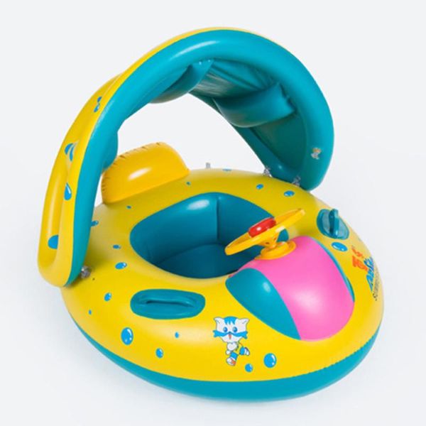 life vest & buoy baby children's swimming circle inflatable boat with loudspeaker sun block water