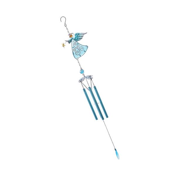 

decorative objects & figurines metal wind chimes creative angel chime hanging outdoor garden decor ornament for home party (blue angel)