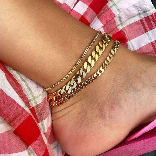 

bangle 6mm resizable anklet chain for women men, figaro/wheawist rope/cuban foot bracelet-strong with good clasp-18k gold plated, Black