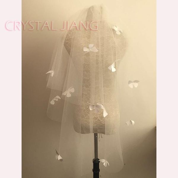

bridal veils white ivory short butterfly raw edge 2 layers wedding veil, Black