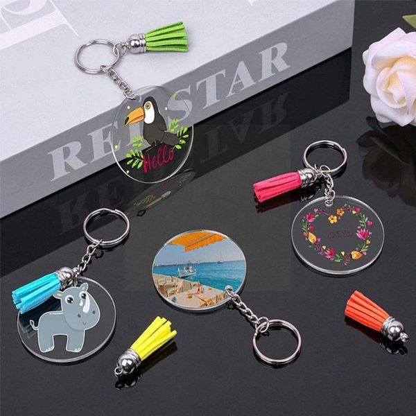 

keychains 120pcs color tassel pendant diy buckle acrylic keychain ornament set accessories bag car f6s9, Silver