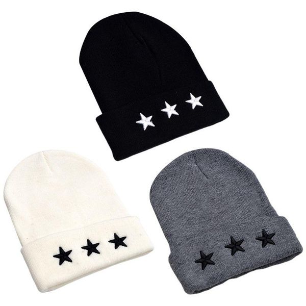 

beanies leisure knitted hat female warm cotton blends women's winter cap men embroidery stars hip hop skullies girls