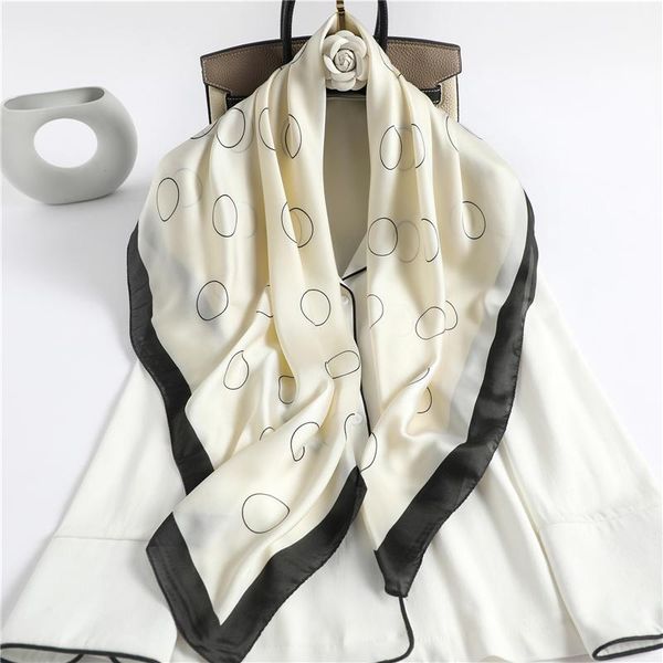 

scarves women silk scarf dot print shawl wraps lady spring pashmina foulard female hijab headband soft bandana 2021, Blue;gray