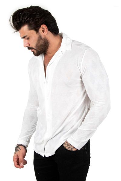 

men's casual shirts deepsea male combed cotton shirt slim fit lycra long sleeve diamond patterned button four seasons 2200428, White;black