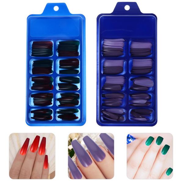 

false nails 2 box long colorful nail creative delicate, Red;gold