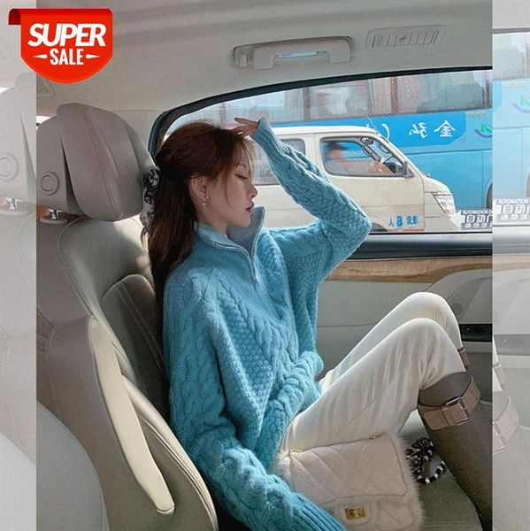 

neck sweater female year korean loose lazy wild short outer jacket sweet beauty outfit #gn7j, White