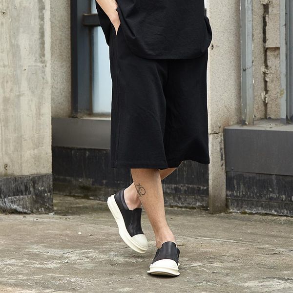 

original dark summer cotton and linen pants japanese retro casual trendy men's, Black
