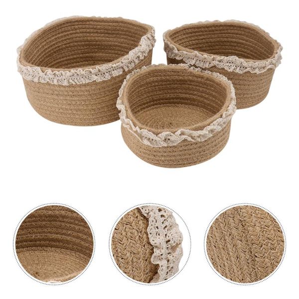 

car organizer 1set linen weaving storage basket multifunctional box desktop