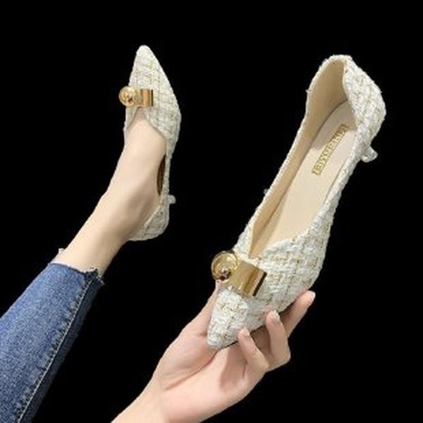 

dress shoes 2021 spring single women stiletto metal decorative temperament women's pointed toe professional high heels, Black