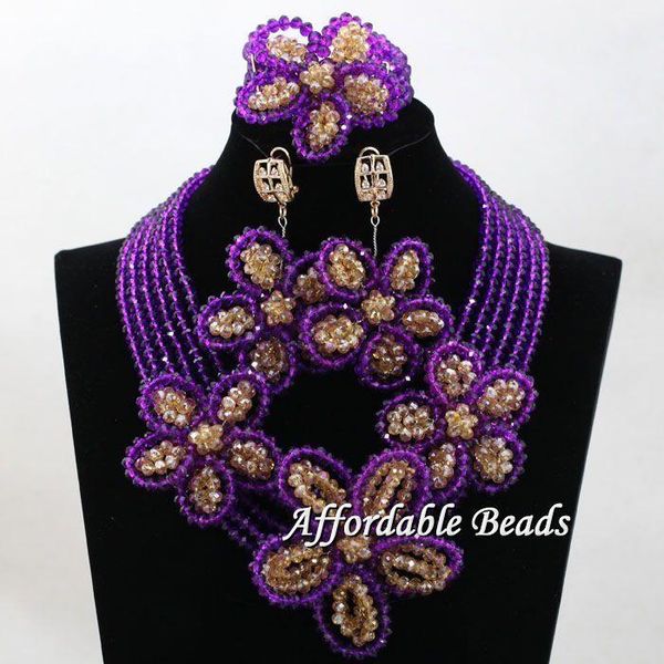 

earrings & necklace classy with flowers african beads jewelry sets handmade beaded bridal nigerian wedding costume set hx043, Silver