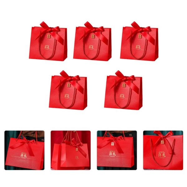 

gift wrap 5pcs candy storage bag portable wrapping bags wedding packaging (red)